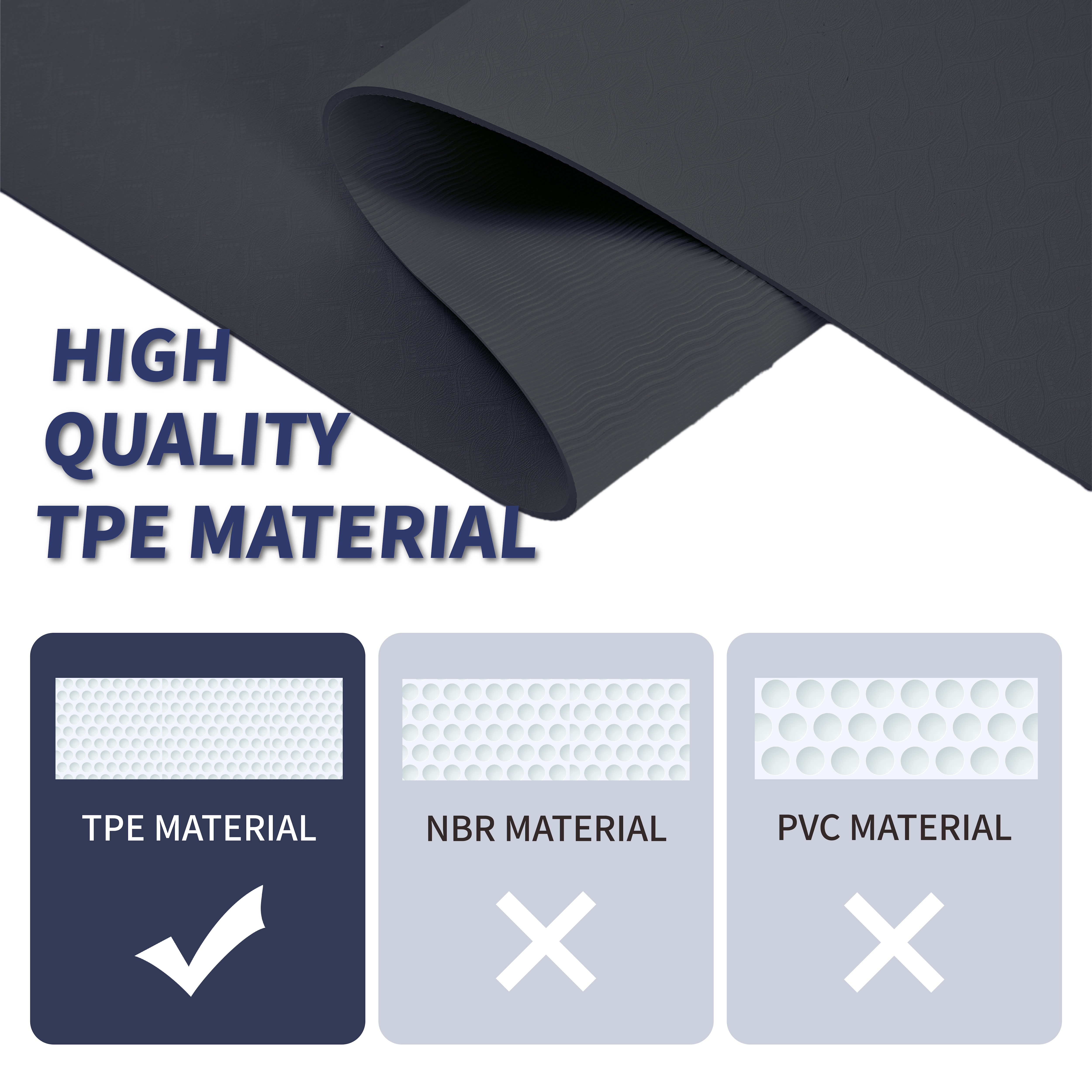 Yoga Mat, Exercise Yoga Mat With Non-Slip Design, Professional TPE Exericise Mat, 72" X 24" Multi-Purpose Workout Mat For Women, Pilates Fitness And Floor Exercises_voghion.com